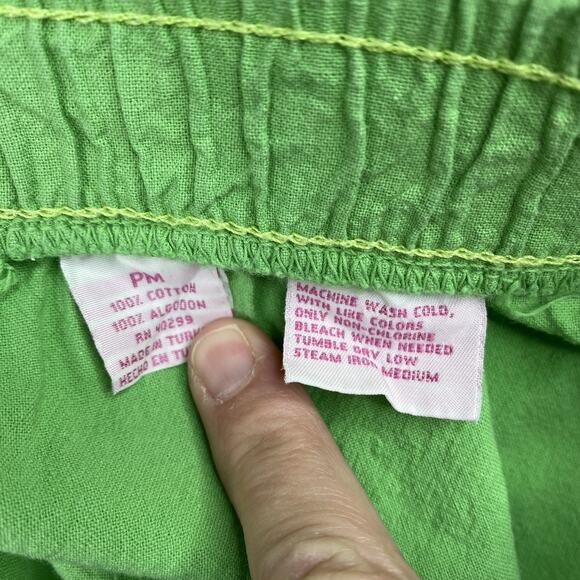 Cappagallo Pants Womens PM Green Capri 100% Cotton Pull On Drawstring - Picture 8 of 10